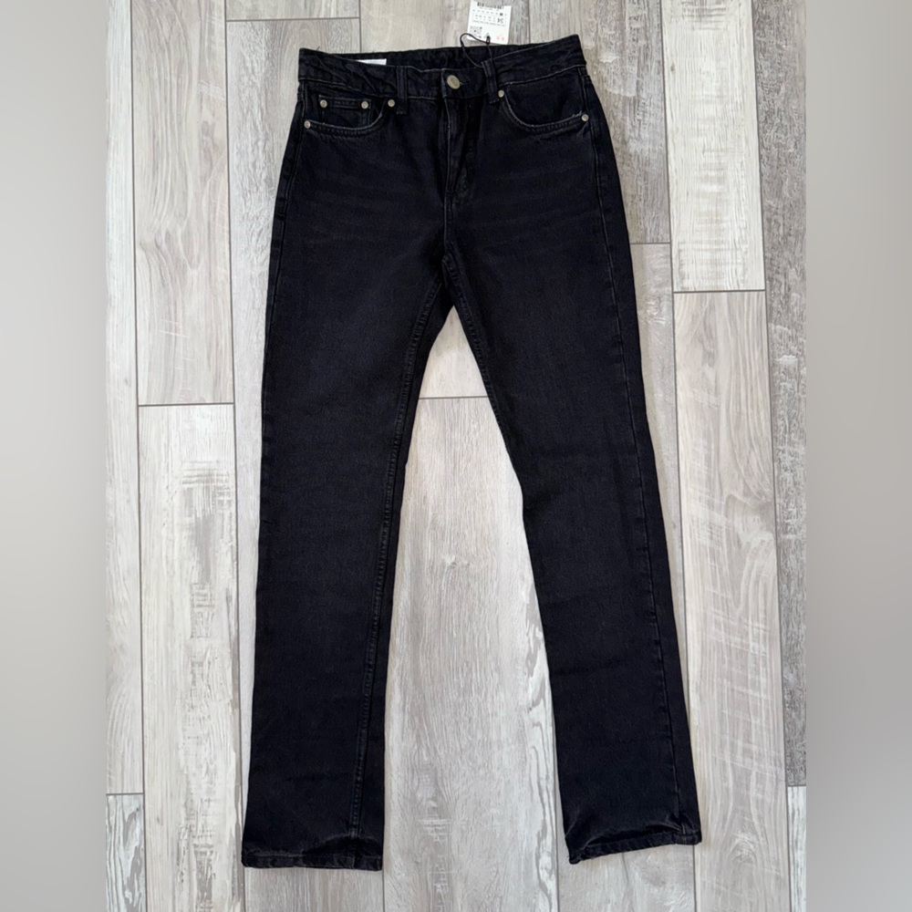 NWT Zara High Rise Straight Leg Black Jeans size 2 - Picture 2 of 6
